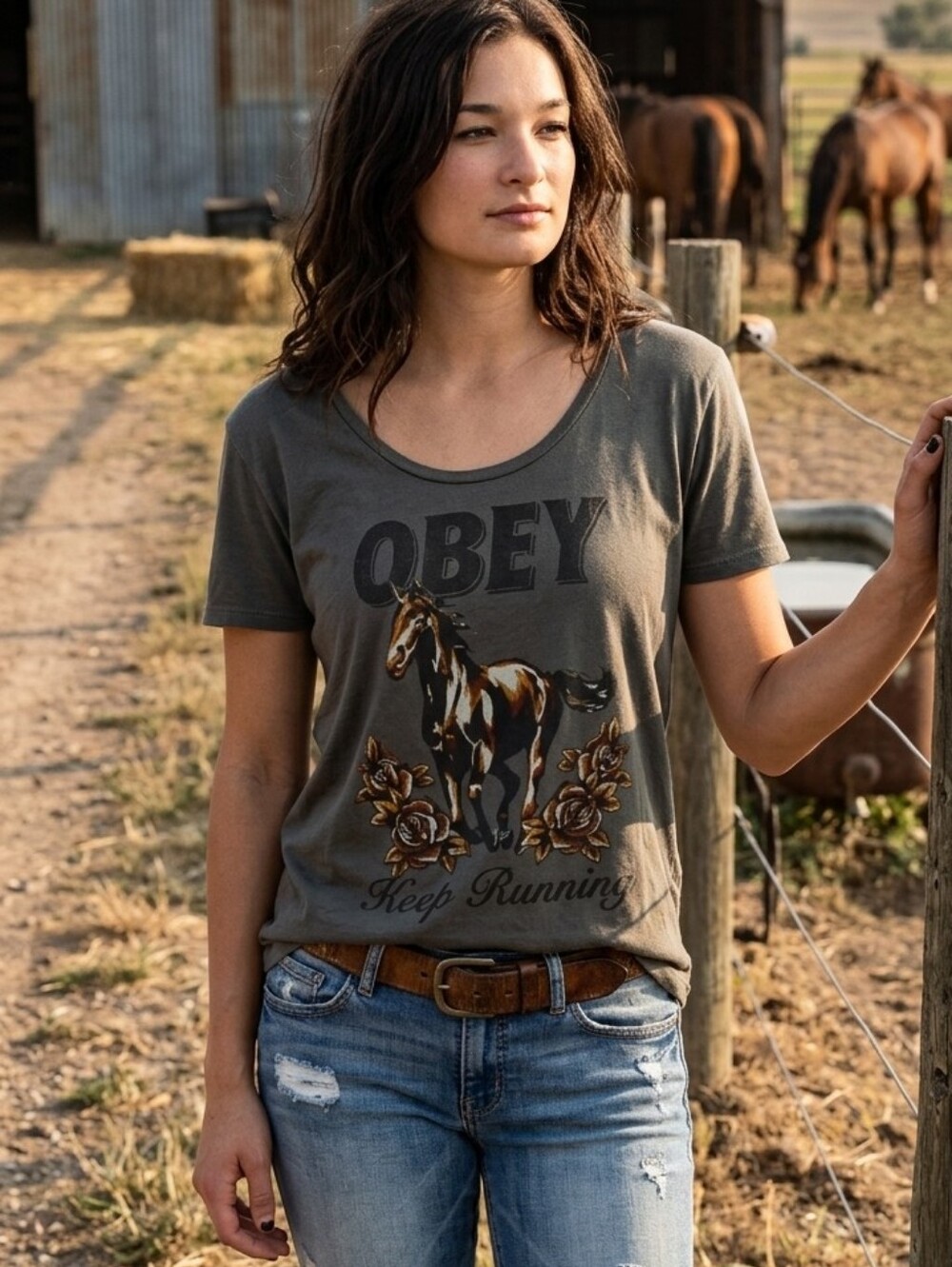 Obey Mustang Roses Graphic Tee